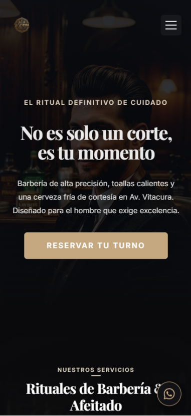 Pantalla de Celular de Demo Web Barbería con Panel de administración