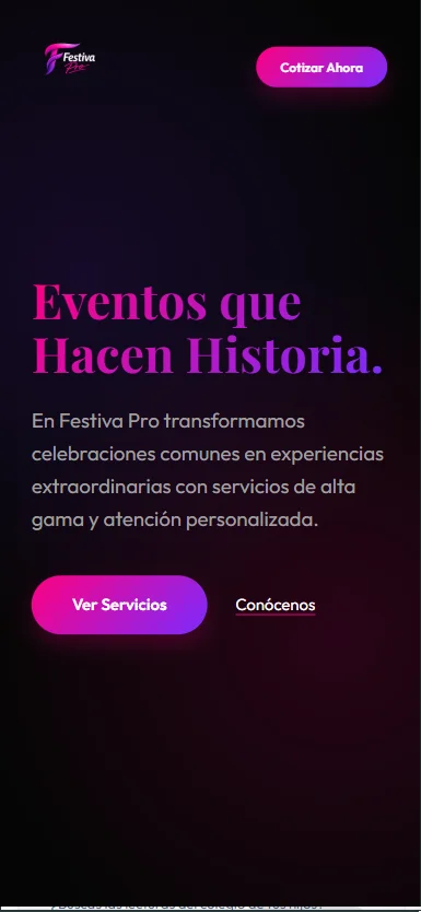 Pantalla de Celular de FestivaPro