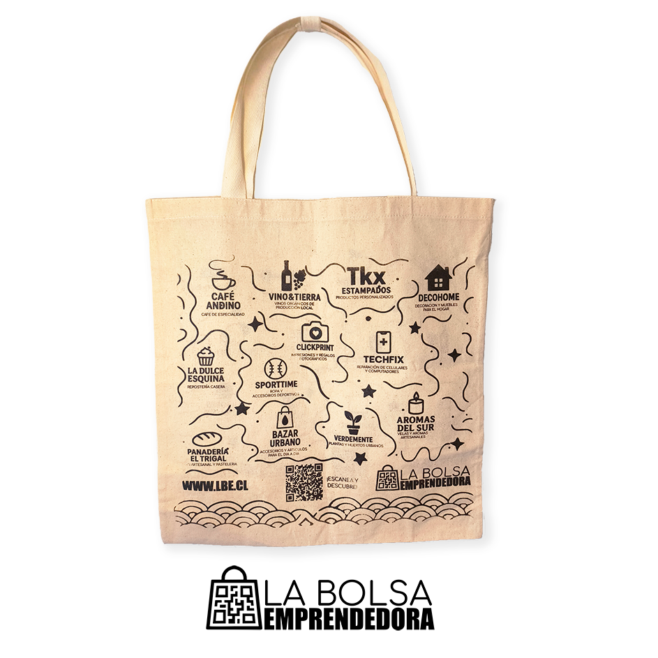Bolsa de La Bolsa Emprendedora con logos y QR
