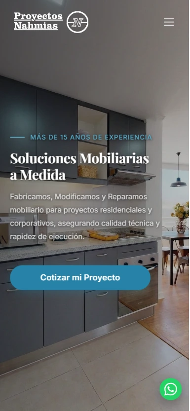Pantalla de Celular de Proyectos Nahmias